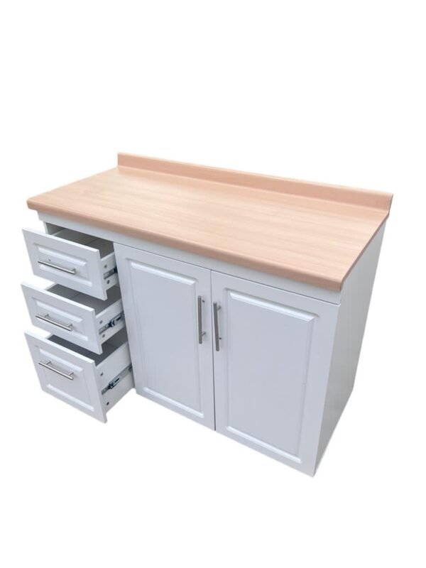 Mueble con mesón potsformado 120cm - Blanco mesón Haya Izquierdo